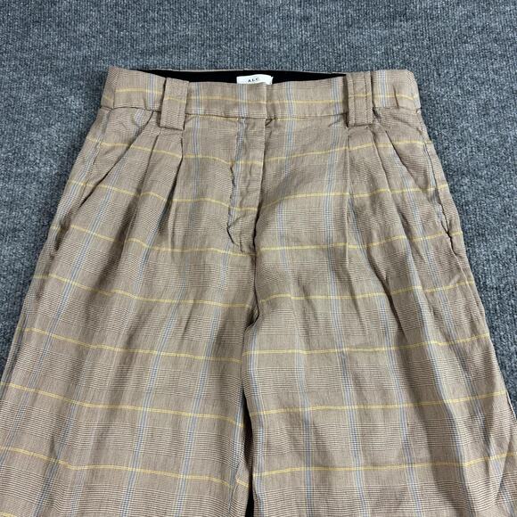 ALC Pants Womens 10 Fynn Plaid Straight Leg Trousers Tan Work Business Academia - Picture 5 of 16